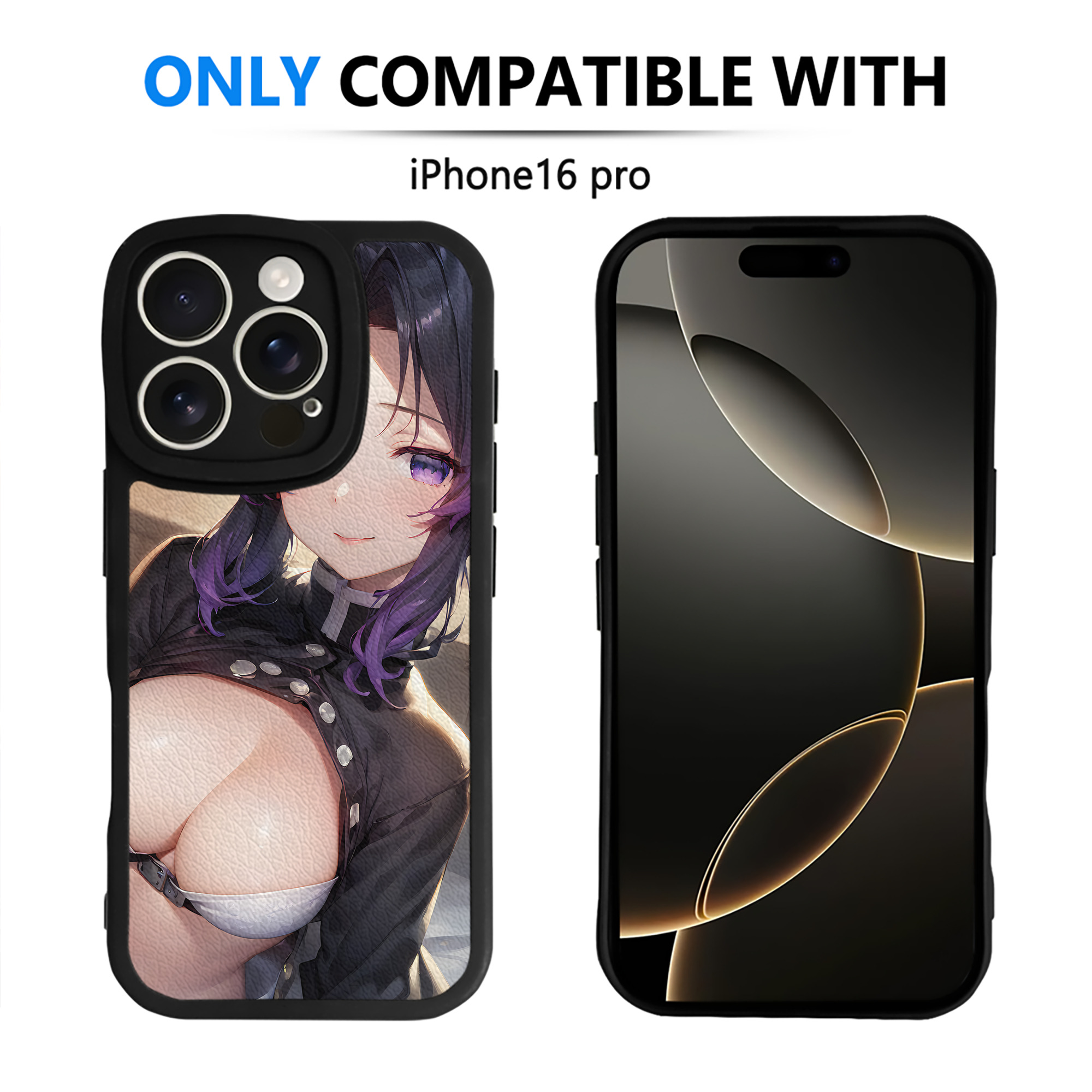 （画像用） 鬼滅の刃（きめつのやいば）蟲柱-胡蝶 しのぶ／こちょう しのぶ Kochou Shinobu 【iPhone 16シリーズ対応】シリコンスマホケース（レザー調） 材質：シリコン